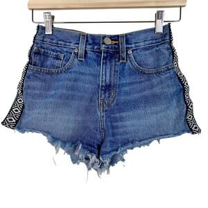 BDG Urban Outfitters Embroidered Girlfriend High Rise Cutoff Jean Shorts Size 26